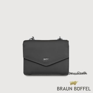 【BRAUN BUFFEL 德國小金牛】維那斯-B 6卡附背帶女夾-黑色(BF849-720-BK) 錢包送禮推薦