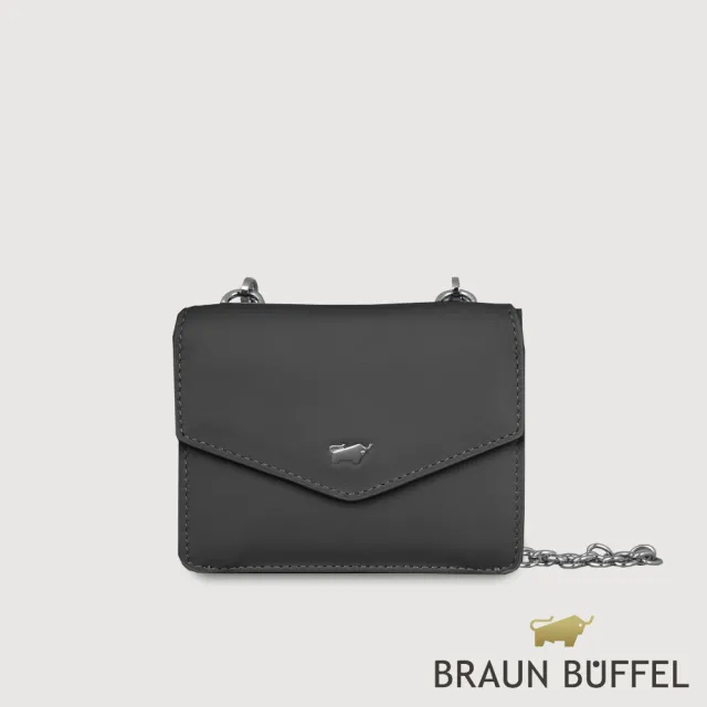 【BRAUN BUFFEL 德國小金牛】維那斯-B 6卡附背帶女夾-黑色(BF849-720-BK) 錢包送禮推薦