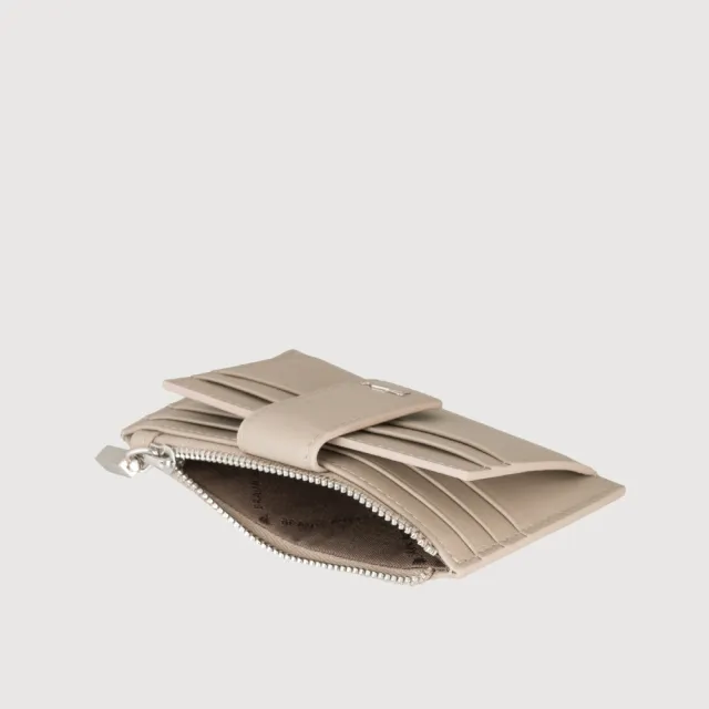 【BRAUN BUFFEL 德國小金牛】維那斯-B 拉鍊零錢袋卡夾-奶茶棕(BF849-145-SVM) 送禮推薦