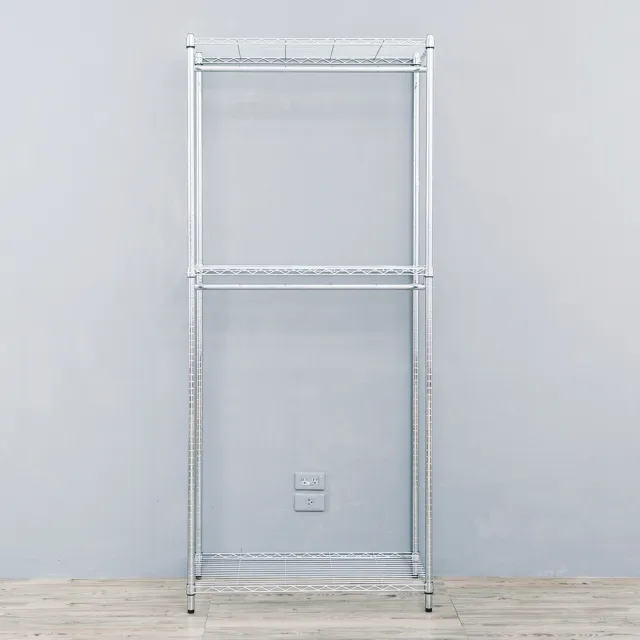 【dayneeds 日需百備】輕型 90x45x210cm 電鍍（鎖管）三層雙桿衣櫥(掛衣架/收納架/層架/鐵架)