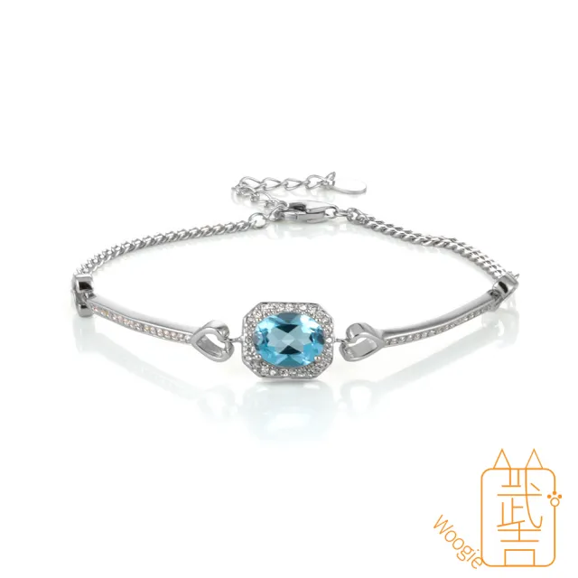 【Woogie武吉珠寶】設計藍托帕石純銀鐲鍊(橢圓9x7mm)