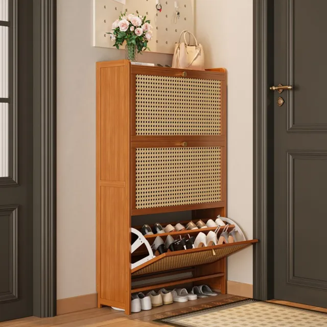 【Quality 聚家】鞋櫃 鞋架 翻鬥鞋櫃 超薄鞋櫃 玄關櫃 鞋架(50*24*120CM/翻鬥設計/透氣門/健康楠竹)
