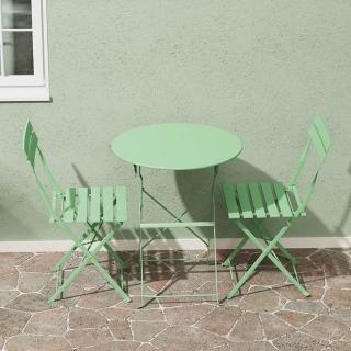 【超微米】折疊式庭院桌椅組 陽臺露臺休閒桌椅 茶桌組合 現代風格戶外傢俱 庭院鐵藝桌子 小圓桌(折疊桌椅)