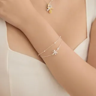 【vacanza】雙層水鑽花 925純銀飾品 純銀手鍊(抗過敏 交換禮物 聖誕禮物)