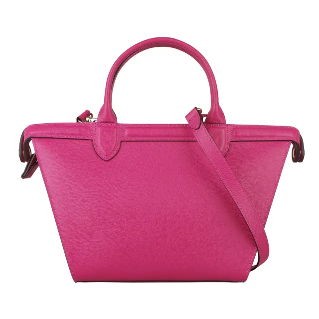 【LONGCHAMP】LE PLIAGE HERITAGE高質感素雅全牛皮手提/肩背包(小/桃紅)