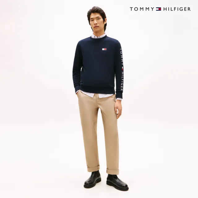 【TOMMY HILFIGER】官方旗艦館Tommy旗幟圓領衛衣_藍色