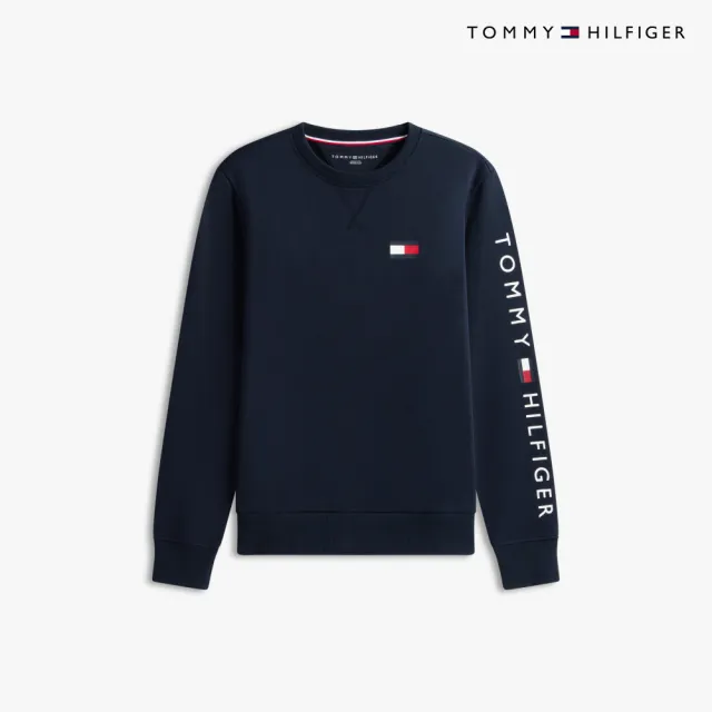 【TOMMY HILFIGER】官方旗艦館Tommy旗幟圓領衛衣_藍色