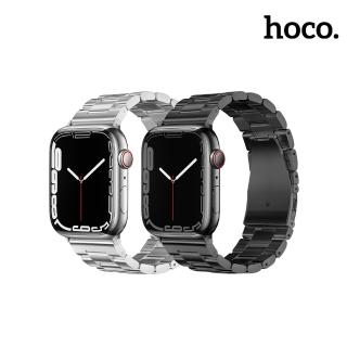【HOCO】Apple 蘋果 Watch 42mm/44mm/45mm/46mm/49mm 格朗三珠鋼錶帶(附錶帶調整器)