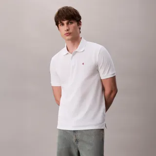 【CALVIN KLEIN】官方旗艦館CK Monogram 棉質針織 Polo 衫_白色
