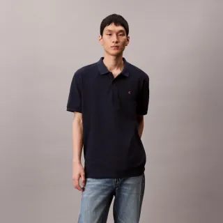 【CALVIN KLEIN】官方旗艦館CK Monogram 棉質針織 Polo 衫_藍色