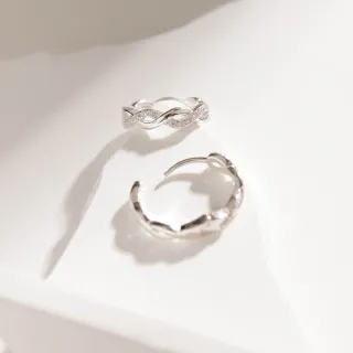 【vacanza】交錯環鑽 925純銀飾品 純銀耳環(抗過敏 交換禮物 聖誕禮物)