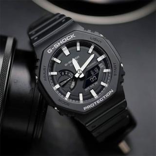 【CASIO 卡西歐】G-SHOCK 八角防護雙顯手錶 情人節 送禮(GA-2100-1A)
