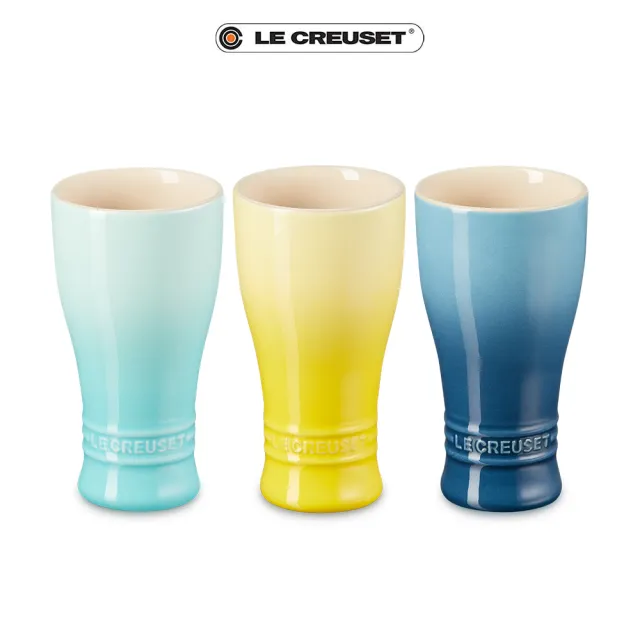 【Le Creuset】瓷器啤酒杯 250ml(閃亮黃/薄荷綠/水手藍 三色選一)