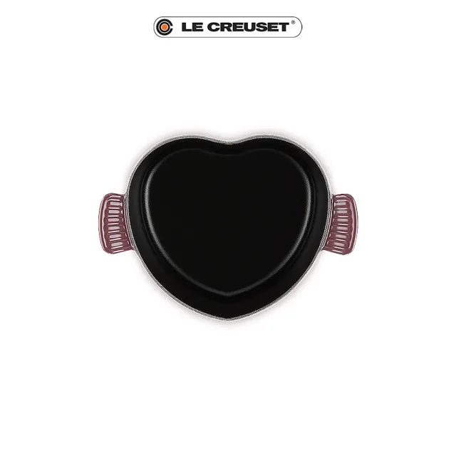 【Le Creuset】琺瑯鑄鐵鍋愛心鍋 20cm(無花果-金頭-內鍋黑)