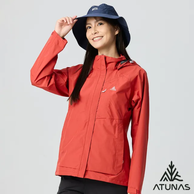 【ATUNAS 歐都納】女款綠森林透氣防水風衣外套(A1GAGZ02W烈焰紅/輕量耐磨/防風/登山露營)