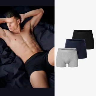 【Bread & Boxers】三件禮盒組｜有機棉男用四角內褲 黑/灰/深藍 內褲 素色 禮盒 送禮 情人節
