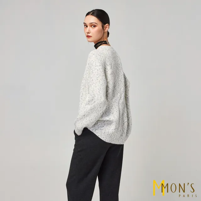 【MON’S】珍珠蝴蝶結小香花紗針織上衣