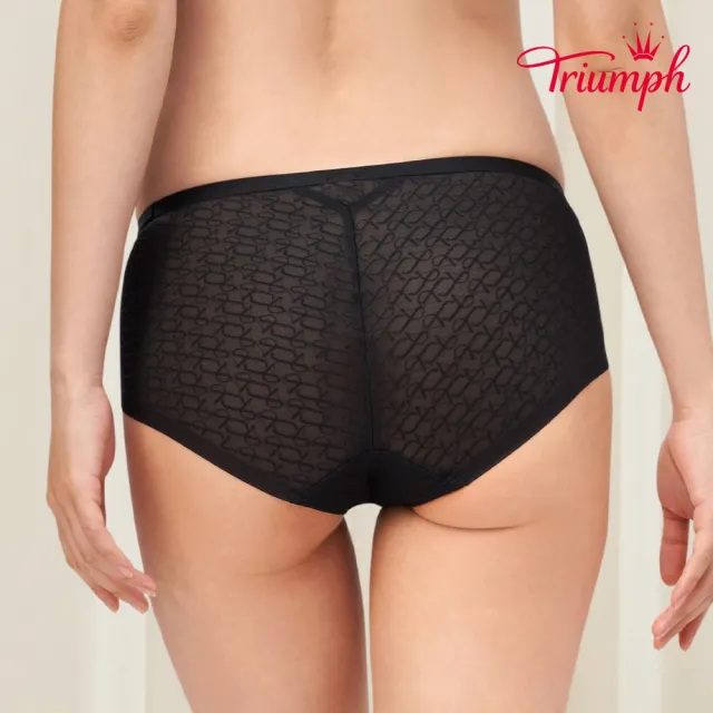 【Triumph 黛安芬】Signature Sheer 透感經典系列 中腰平口內褲 M-EL(簡約黑)
