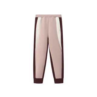 【GIORDANO 佐丹奴】童裝拼色空氣棉束口褲(82 啞粉紅X暗紅)