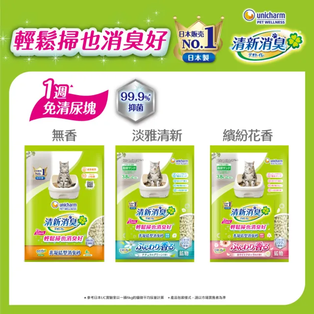 【Unicharm Pet 清新消臭】抗菌貓砂3.8L-4L-3包組(沸石砂/紙砂/針葉砂/消臭大師)