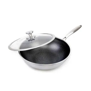 【MASIONS 美心】維多利亞Victoria 皇家316不鏽鋼複合黑晶鍋炒鍋32cm(台灣製造 電磁爐適用)