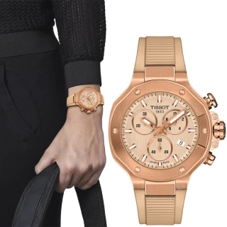 【TISSOT 天梭】競速系列 石英計時腕錶 女錶 中性-38mm(T1418173750100)