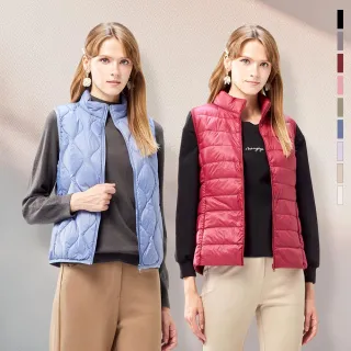 【MYVEGA 麥雪爾】MA輕量保暖立領/V領衍縫白鴨絨背心-多款任選(日系/羽絨/背心/輕量背心/外套)