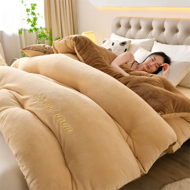 【Sleep Club】買一送一 牛奶絨or塔芙絨×羊羔絨雙面暖暖被(2.4KG/抗靜電/冬被150x200cm)