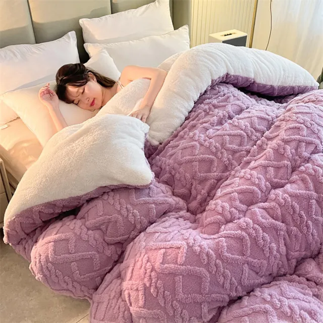 【Sleep Club】買一送一 牛奶絨or塔芙絨×羊羔絨雙面暖暖被(2.4KG/抗靜電/冬被150x200cm)