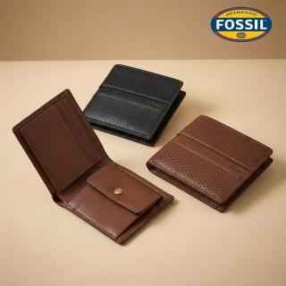 【FOSSIL】Sport Tourer 真皮零錢袋皮夾 男用短夾 兩色可選(禮盒組附鐵盒)