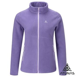 【ATUNAS 歐都納】女款經典micro雙刷毛立領保暖外套(A2GA2523W灰紫/日常休閒/柔軟親膚/素面百搭)