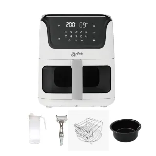 【Arlink】黑白大廚 液晶觸控 6L 透視氣炸鍋 AF-808+配件大禮包(炸鍋/氣炸鍋配件/氣炸鍋/玻璃氣炸鍋)