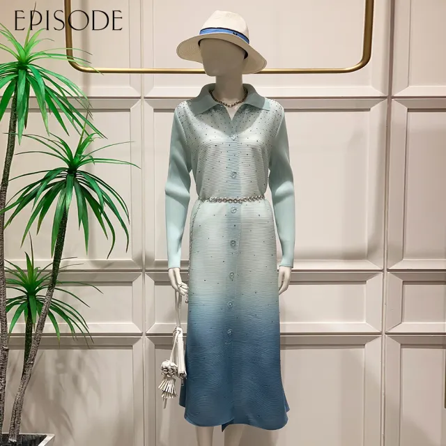 【EPISODE】寬鬆皺褶百搭漸變色兩穿洋裝外套E54007