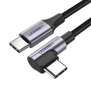 【綠聯】Type-C to Type-C 60W公對公編織金屬版傳輸充電線 2M(L型/快充線/編織線/傳輸線/PD/3A快充/電競)