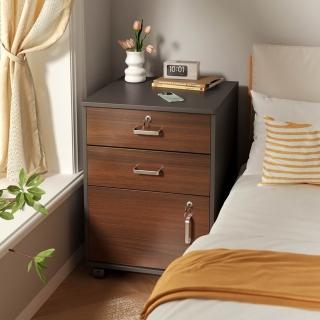 【XINGMU 興沐】移動床頭櫃 床邊帶鎖收納儲物櫃(帶鎖儲物/自帶滾輪)