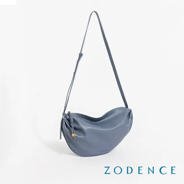 【ZODENCE 佐登司】MOZ進口真皮不對稱抓皺斜背包(多色/新品)