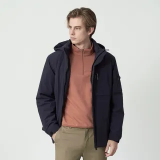 【pierre cardin 皮爾卡登】休閒服飾 男款 石墨烯科技保暖連帽外套-藍灰色(5255791-39)