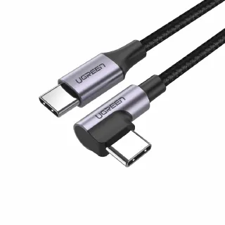 【綠聯】Type-C to Type-C 60W公對公編織金屬版傳輸充電線 3M(L型/快充線/編織線/傳輸線/PD/3A快充/電競)