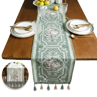 【Dido home】美式鄉村復古繡花雪尼爾長桌巾桌旗(HM218)