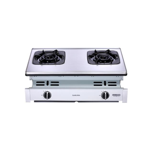 SAKURA櫻花牌 G-6900 雙口瓦斯爐,採用不鏽鋼爐臺與鑄鐵爐頭,堅固耐用。雙炫火爐頭設計,提供均勻加熱效率,高達9~10kW瓦斯消耗量。第一級能源效率,節能環保。壓電式自動點火,操作簡便安全。機體尺寸(含爐架)705 x 450 x 235 mm,適合標準廚房安裝。支援天然瓦斯(NG1)與液化瓦斯(LPG),BSMI許可字號R51085,全機1年保固。理想家用廚具選擇,提升烹飪體驗。 SAKURA櫻花牌 G-6900