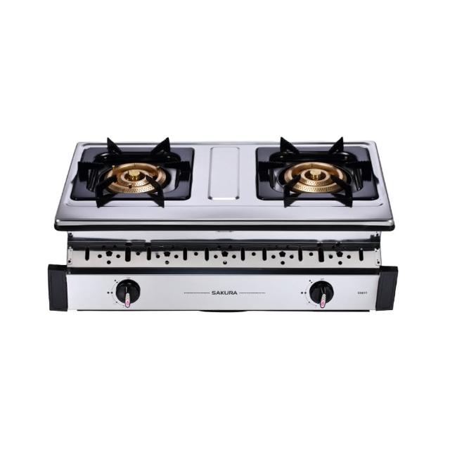SAKURA櫻花牌 G-6611SN 雙口瓦斯爐,採用不鏽鋼爐臺與傳統外擴火焰爐頭設計,提供穩定加熱與高效燃燒,瓦斯消耗量10~11kW,電子連續點火方便操作。產地其他國家,保固1年,標準安裝適用居家廚房,提升烹飪效率,適合日常使用,是可靠的瓦斯爐選擇。 SAKURA櫻花牌 G-6611