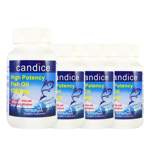 【Candice 康迪斯】歐米加600魚油膠囊/超級Omega-3 四瓶組(90顆/瓶)