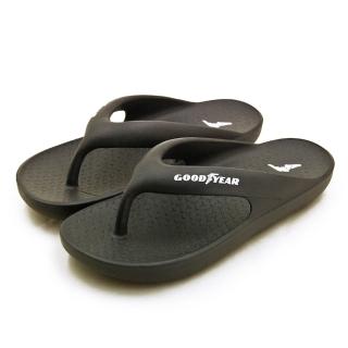 【GOODYEAR 固特異】女 防水Q彈輕量緩震夾腳拖鞋 夏威夷HAWAII系列(黑 52710)