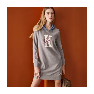 【Le Polka】文字印花休閒短洋裝-女