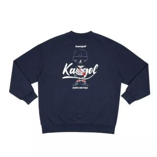 【KANGOL】大學T 深藍 毛帽 人物繡花 上衣 中性(6555101180)