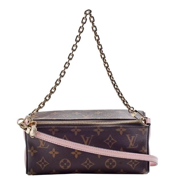 LV LOUIS VUITTON路易威登 M11303 經典 Bloom Pouch 系列 Monogram 帆布牛皮立體金鍊手提/斜背包