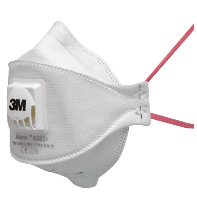 【3M】FFP3 拋棄式帶閥防塵口罩9332A+ 10片/盒(研磨、工業/建築粉塵場所適用)