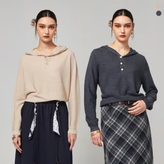 【MON’S】蠶絲羊毛冒領針織上衣