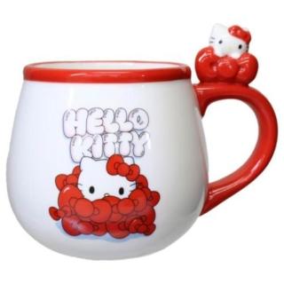【小禮堂】Sanrio 三麗鷗 Hello Kitty 陶瓷馬克杯 340ml 紅緞帶款(平輸品)