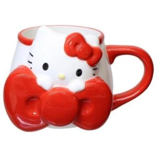 【小禮堂】Sanrio 三麗鷗 Hello Kitty 陶瓷造型馬克杯 350ml 蝴蝶結款(平輸品)